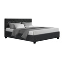 Artiss Vila Bed Frame Fabric Gas Lift Storage - Charcoal Queen-2