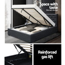 Artiss Vila Bed Frame Fabric Gas Lift Storage - Charcoal Queen-9