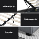 Artiss Vila Bed Frame Fabric Gas Lift Storage - Grey Queen-7