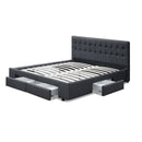 Artiss Avio Bed Frame Fabric Storage Drawers - Charcoal Queen-4