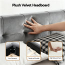 Artiss Double Size Bed Frame Plush Soft Headboard Velvet Platform Base for Modern Bedrooms Grey-4