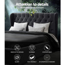 Artiss Mila Bed Frame Storage Drawers Fabric - Charcoal King-5