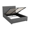 Artiss Tiyo Bed Frame Fabric Gas Lift Storage - Grey Double-1