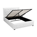 Artiss Tiyo Bed Frame PU Leather Gas Lift Storage - White Double-1