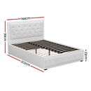 Artiss Tiyo Bed Frame PU Leather Gas Lift Storage - White Double-4