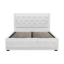 Artiss Tiyo Bed Frame PU Leather Gas Lift Storage - White Double-5