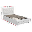 Artiss Tiyo Bed Frame PU Leather Gas Lift Storage - White King Single-3