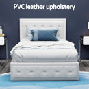 Artiss Tiyo Bed Frame PU Leather Gas Lift Storage - White King Single-10