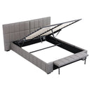 Artiss Double Size Upholstered Gas Lift Bed Frame with Foldable Bench PVC Leather Platform Bed with Storage-2