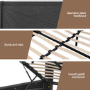 Artiss Double Bed Frame Gas Lift Storage Bed with Charging Ports Upholstered Geometric Headboard Charcoal Grey-9