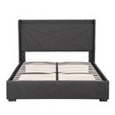 Artiss Queen Bed Frame Gas Lift Storage Bed with Charging Ports Upholstered Geometric Headboard Charcoal Grey-4