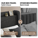 Artiss Queen Bed Frame Gas Lift Storage Bed with Charging Ports Upholstered Geometric Headboard Charcoal Grey-7