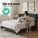 Artiss Queen Bed Frame Wingback Headboard Charcoal Grey Linen Upholstered Platform Bed Base-5