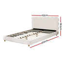 Artiss Double Bed Frame Cloud Headboard Boucle Fabric Mattress Platform Base White-2