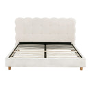 Artiss Queen Bed Frame Cloud Headboard Boucle Fabric Mattress Platform Base White-3