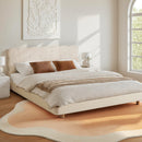Artiss Queen Bed Frame Cloud Headboard Boucle Fabric Mattress Platform Base White-7