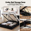 Artiss Queen Bed Frame with Horizontal Gas Lift Storage with LED Light USB Type-C Charging Station Black Velvet-7