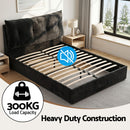 Artiss Queen Bed Frame with Horizontal Gas Lift Storage with LED Light USB Type-C Charging Station Black Velvet-10