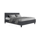 Artiss Tino Bed Frame Double Size Charcoal Fabric-1
