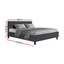 Artiss Tino Bed Frame Double Size Charcoal Fabric-3