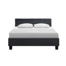 Artiss Tino Bed Frame Queen Size Charcoal Fabric-4