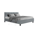 Artiss Tino Bed Frame Queen Size Grey Fabric-8