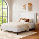 Artiss Queen Bed Frame with Headboard Platform Bed Base Grey Beige Fabric Metal-1