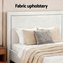 Artiss Queen Bed Frame with Headboard Platform Bed Base Grey Beige Fabric Metal-6