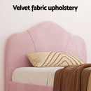 Artiss King Single Storage Bed Frame Velvet with Bedside Table Pink-4
