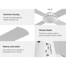Devanti 52'' Ceiling Fan AC Motor 4 Blades w/Remote - White-6