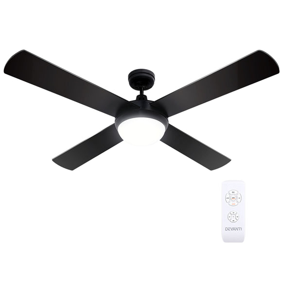 Devanti 52'' Ceiling Fan AC Motor w/Light w/Remote - Black