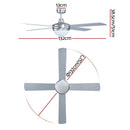 Devanti 52'' Ceiling Fan AC Motor w/Light w/Remote - Silver-2