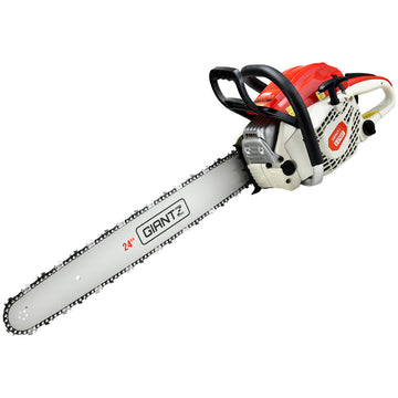 Giantz 65cc Petrol Chainsaw 24 Inch Bar Chain Saw Tree Pruner 2 Stroke E-Start - 0