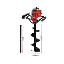 Giantz Post Hole Digger 300mm Petrol Drill Extension Bits Auger-2