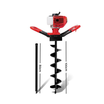 Giantz Post Hole Digger 200mm Petrol Drill Extension Bits Auger - 0