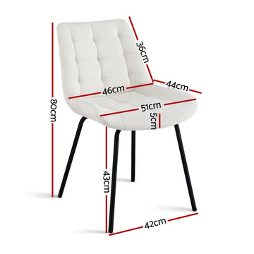 Artiss 4x Dining Chairs Velvet Tufted Kitchen Lounge Cafe Accent Chair Beige - 0