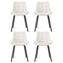 Artiss 4x Dining Chairs Velvet Tufted Kitchen Lounge Cafe Accent Chair Beige-3