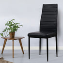 Artiss Dining Chairs Set of 4 Leather Channel Tufted Black-8