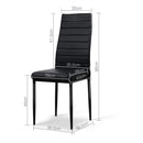 Artiss Dining Chairs Set of 4 Leather Channel Tufted Black-2