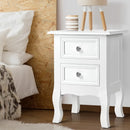 Artiss Bedside Table 2 Drawers - BISSET White-1