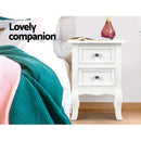 Artiss Bedside Table 2 Drawers - BISSET White-3