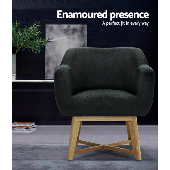 Artiss Armchair Tub Chair Charcoal Aston