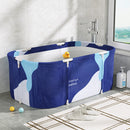 Weisshorn Foldable Bathtub PVC Spa Bucket Inflatable Cushion 114x62cm Navy Blue-7