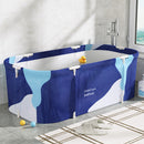 Weisshorn Foldable Bathtub PVC Spa Bucket Inflatable Cushion 134x65cm Navy Blue-7
