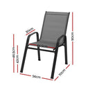 Gardeon 2PC Outdoor Dining Chairs Stackable Lounge Chair Patio Furniture Grey-2