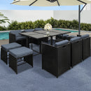 Gardeon Outdoor Dining Set 11 Piece Wicker Table Chairs Setting Black-8
