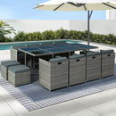 Gardeon Outdoor Dining Set 13 Piece Wicker Table Chairs Setting Grey-7
