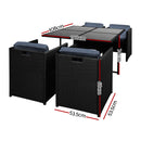 Gardeon Outdoor Dining Set 5 Piece Wicker Table Chairs Setting Black-2