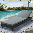 Gardeon Sun Lounge Wicker Lounger Outdoor Furniture Day Bed Wheels Patio Black-7