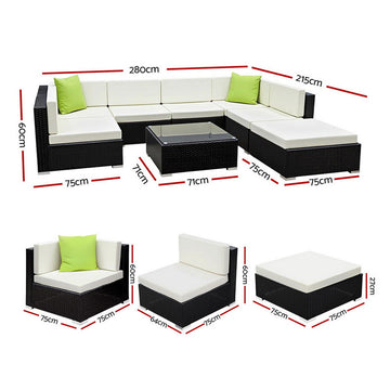 Gardeon 8-Piece Outdoor Sofa Set Wicker Couch Lounge Setting Cover - 0